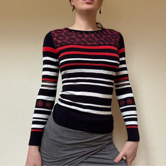 Desigual Striped Black and Red knit long sleeve - Picture 7 of 14